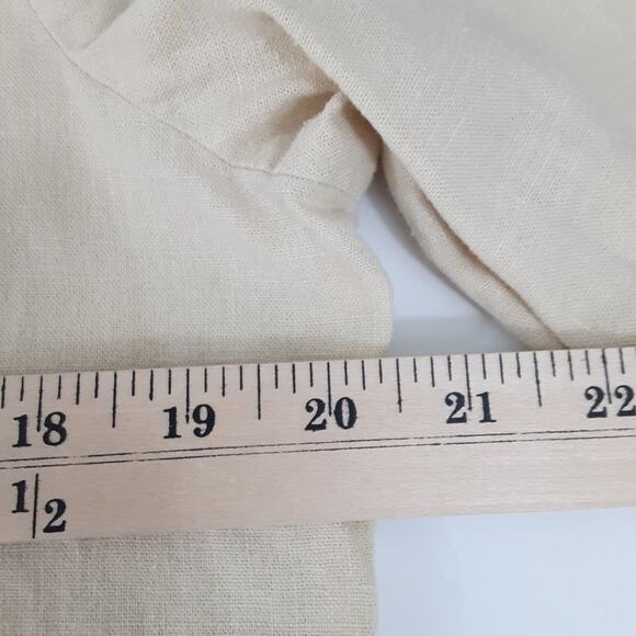 Vintage 1980s Linen Blend Tunic Top Lagenlook Bohemian Button Down M Festival - Picture 9 of 11